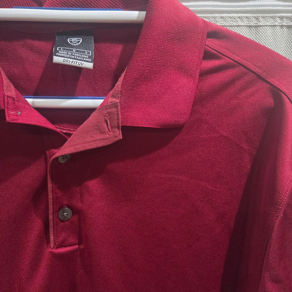 Nike Golf Mens Dri-FIT UV Polo Shirt Burgundy Red Large Short Sleeve Pique